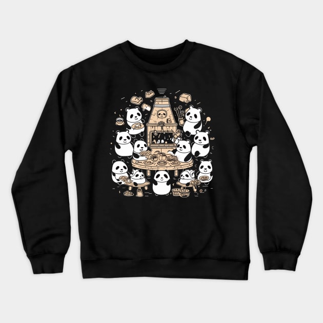 Panda Food Passion: Restaurant Ramen Panda Feast Mode: Culinary Cuteness Crewneck Sweatshirt by Kibo2020